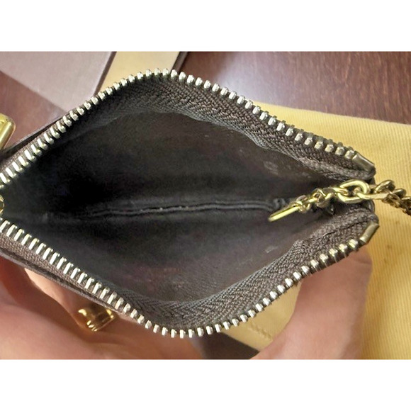 Louis Vuitton Key Cles Damier Ebene Key Chain Brown Pouch w/Zipper BOX & DUSTBAG - Picture 7 of 13
